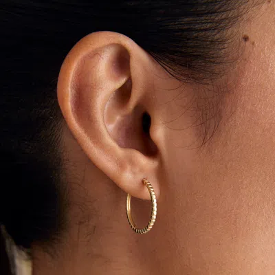Astrid &amp; Miyu Ridged Hoops In Solid Gold