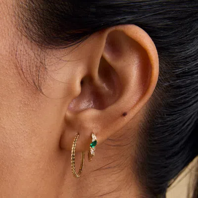 Astrid &amp; Miyu Ridged Hoops In Solid Gold