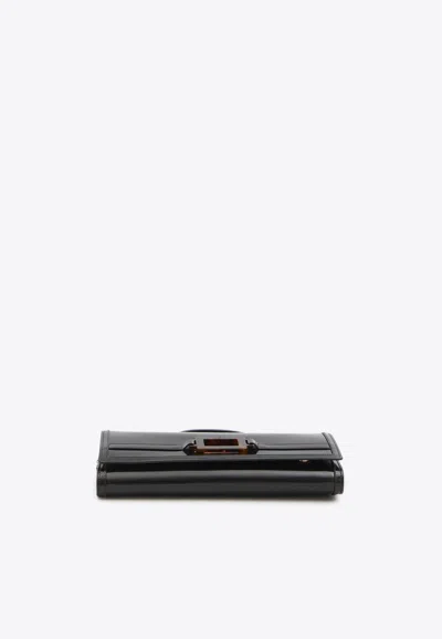 Roger Vivier Belle Vivier Calf Leather Clutch In Black
