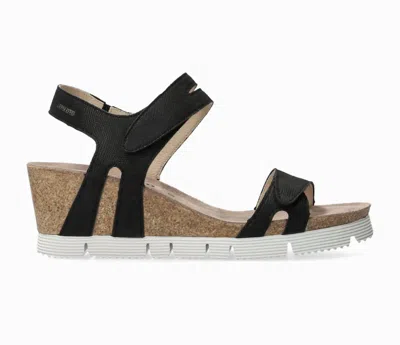 Mephisto Emelia Wedge Sandal In Black In Black