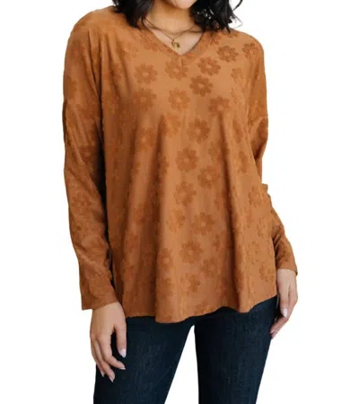 Now N Forever Perfect In Pansies V-neck Top In Brown In Brown