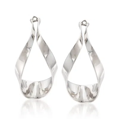 Ross-simons Sterling Silver Ribbon Drop Earring Jackets In White