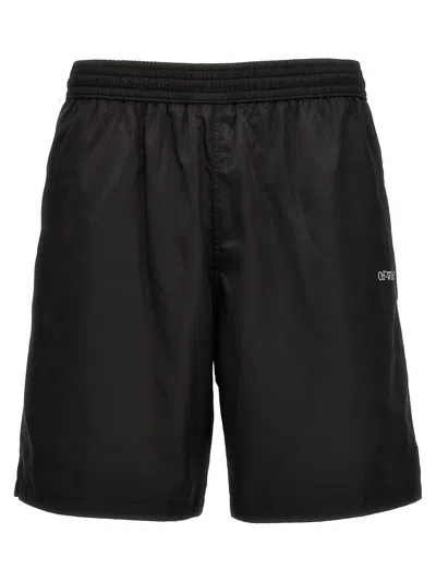 Off-white Scribble Diags-print Elasticated Swim Shorts In White/black