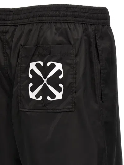 Off-white Scribble Diags-print Elasticated Swim Shorts In White/black