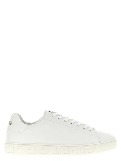 Versace Greca Responsible Faux Leather Sneakers In White