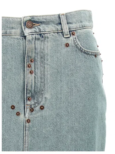 Moschino Women Rivets Denim Skirt In Light Blue