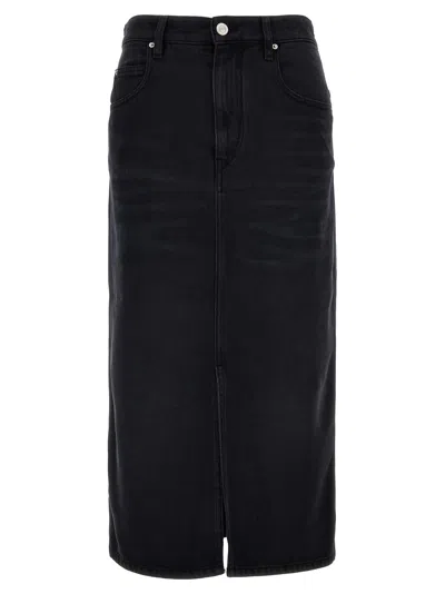 Isabel Marant Britt Denim Midi Skirt In Black