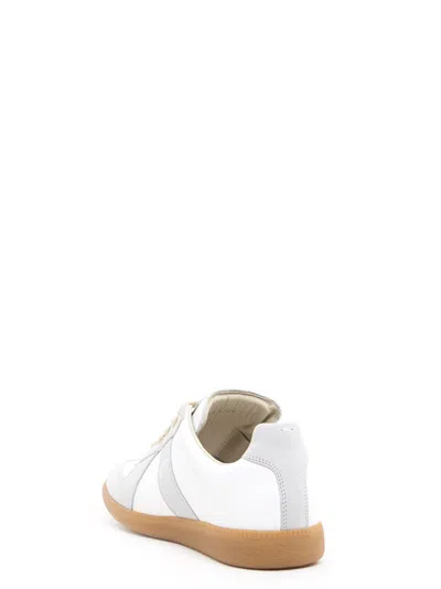 Maison Margiela Off White Leather And Grey Suede Replica Sneakers In White