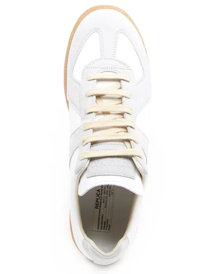 Maison Margiela Off White Leather And Grey Suede Replica Sneakers In White