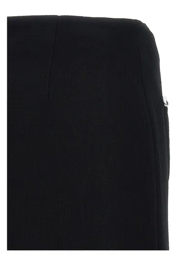 Moschino Heart-button Crepe Skirt With Grosgrain Detail In Black