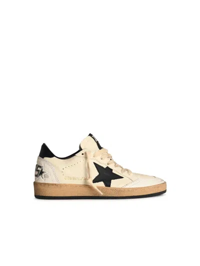 Golden Goose Women's Ball Star Sneakers In White Nappa Leather With Black Leather Star And Heel Tab In White