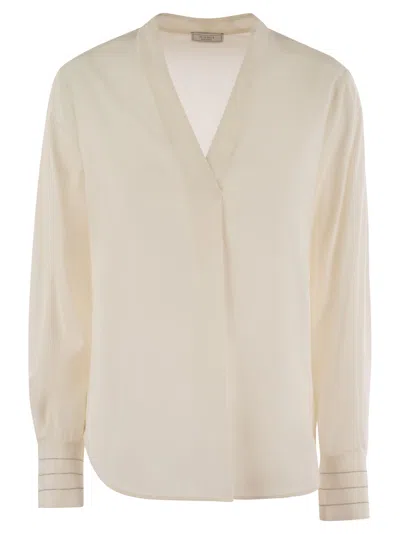 Peserico Silk Crepe Shirt In Pearl