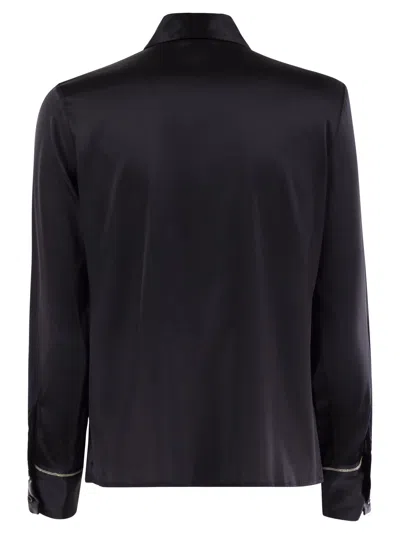 Peserico Silk Crepe Shirt In Night Blue