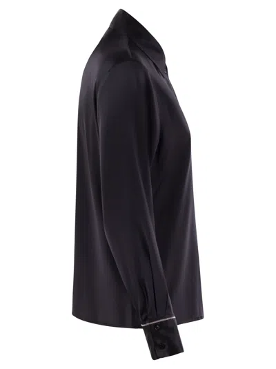 Peserico Silk Crepe Shirt In Night Blue