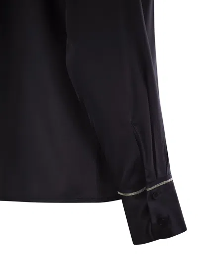 Peserico Silk Crepe Shirt In Night Blue