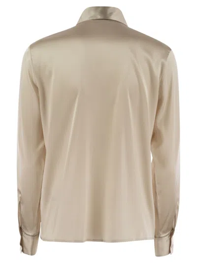 Peserico Women Silk Crepe Shirt In Pearl