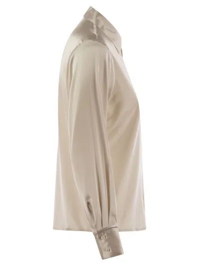 Peserico Women Silk Crepe Shirt In Pearl