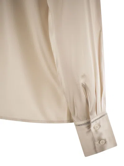 Peserico Women Silk Crepe Shirt In Pearl