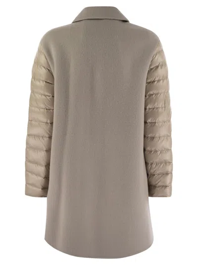 Herno Women's Coat With Down Sleeves In Beige
