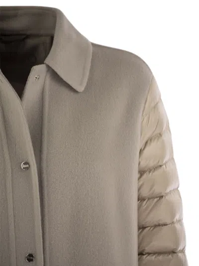 Herno Women's Coat With Down Sleeves In Beige