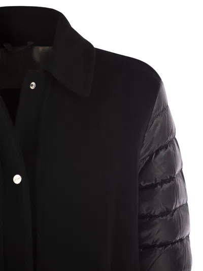 Herno Luxury Wool-blend Jacket With Quilted Down Sleeves In Black