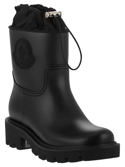 Moncler Kickstream Rubber Wellington Ankle Boots In Black