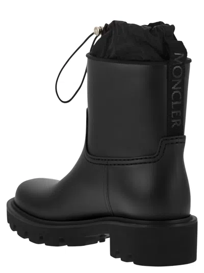 Moncler Kickstream Rubber Wellington Ankle Boots In Black