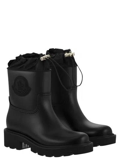 Moncler Kickstream Rubber Wellington Ankle Boots In Black
