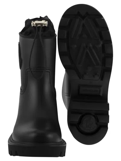Moncler Kickstream Rubber Wellington Ankle Boots In Black