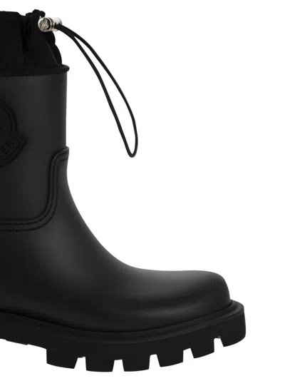 Moncler Kickstream Rubber Wellington Ankle Boots In Black
