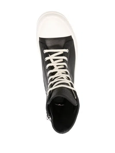 Shop Rick Owens Mega Bumper Leather Sneakers In Black