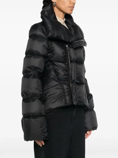 Shop Rick Owens Funnel Neck Cropped Padded Jacket In Black