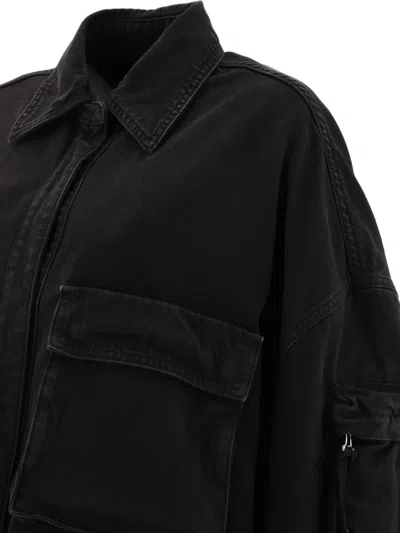 Attico Fern Oversized Cotton Canvas Jacket In Black