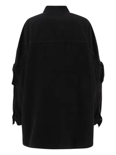 Attico Fern Oversized Cotton Canvas Jacket In Black