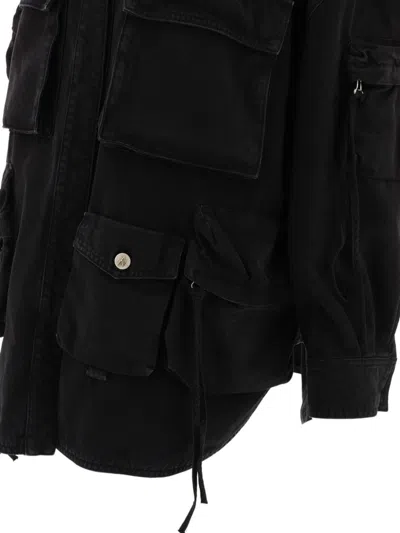 Attico Fern Oversized Cotton Canvas Jacket In Black