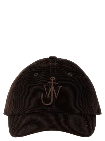 Shop Jw Anderson J.w.anderson Logo Embroidery Velvet Cap In Brown