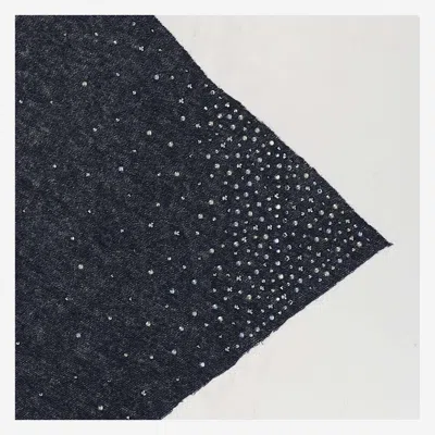 Faliero Sarti Triangular Cashmere Scarf With Swarovski Embellishments In Blue