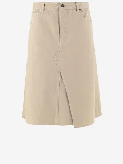 Shop Tory Burch Cotton Denim Skirt In Beige