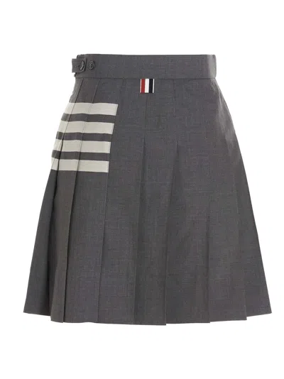 Thom Browne Twill 4-bar Mini Skirt In Gray