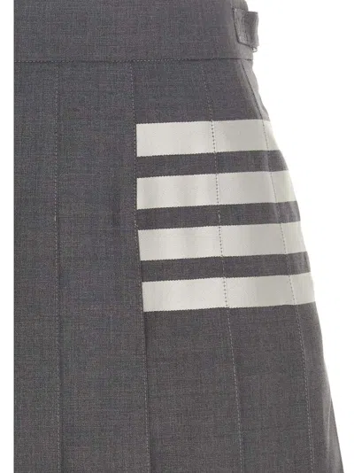 Thom Browne Twill 4-bar Mini Skirt In Gray