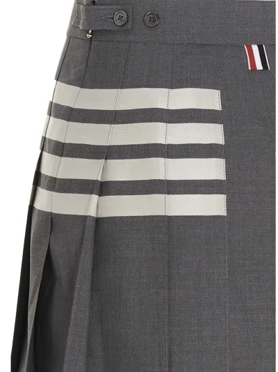 Thom Browne Twill 4-bar Mini Skirt In Gray