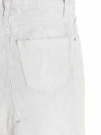 Maison Margiela Coated Denim Long Skirt In White