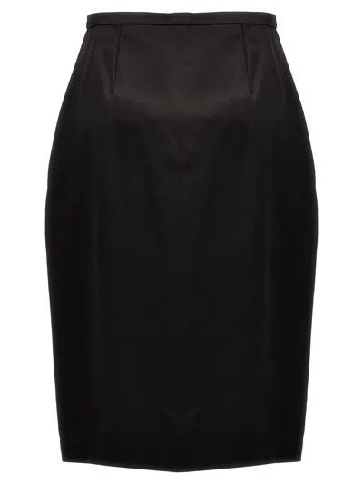 Shop Saint Laurent Satin Skirt In Black