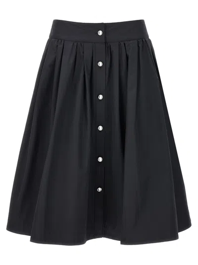 Moschino Black Jewel Button Nylon Blend Skirt In Black