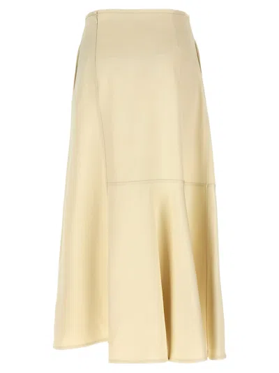 Jil Sander High-waisted Midi Skirt Asymmetric Hem In White