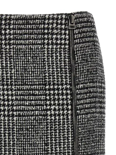 Tom Ford High-waisted Knee-length Fitted Houndstooth Skirt In White/black