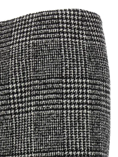 Tom Ford High-waisted Knee-length Fitted Houndstooth Skirt In White/black