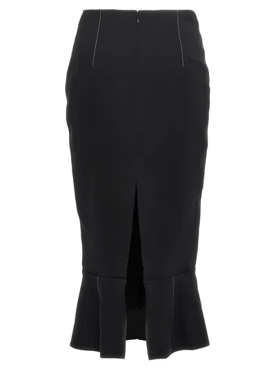 Marni Flounce Hem Midi Skirt With High Waist In 黑色的
