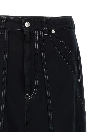 Mm6 Maison Margiela Lurex Stitching Midi Denim Skirt In Black