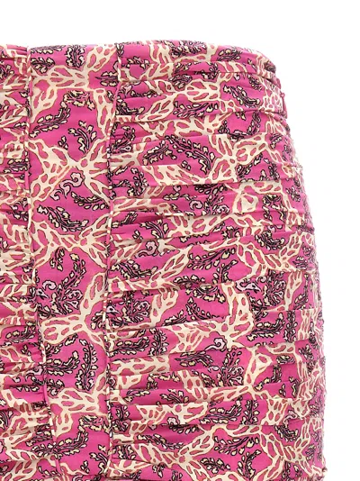 Isabel Marant Milendi Gathered Mini Skirt With Ruuffles In Fuchsia